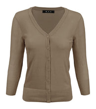 Load image into Gallery viewer, V-Neck Button Down Knit Cardigan Sweater 3/4 Sleeve