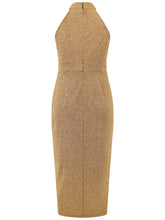 Load image into Gallery viewer, Slit Ruched Mock Neck Sleeveless Dress