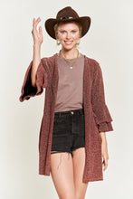 Load image into Gallery viewer, Glitter bell sleeve kimono style cardigan PLUS