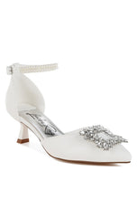Load image into Gallery viewer, Onkana Diamante Brooch Kitten Heel Sandals