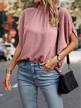 Load image into Gallery viewer, Swiss Dot Mock Neck Half Sleeve Blouse