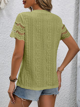 Load image into Gallery viewer, Full Size Eyelet Round Neck Short Sleeve Top