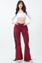 Load image into Gallery viewer, Texas Sun Fringe Bell Bottom Wine - Inseam 30