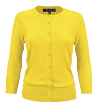 Load image into Gallery viewer, Crewneck Button Down Knit Cardigan Sweater 3/4 Sleeves