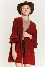 Load image into Gallery viewer, Glitter bell sleeve kimono style cardigan PLUS