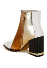 Load image into Gallery viewer, Stemon Three Tone Block Heel Boots