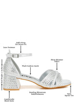 Load image into Gallery viewer, Babylon Low Block Heel Rhinestone Sandals