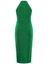 Load image into Gallery viewer, Slit Ruched Mock Neck Sleeveless Dress