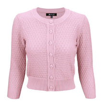Load image into Gallery viewer, 3/4 Sleeve Cute Pattern Cropped Cardigan Sweater