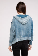 Load image into Gallery viewer, Acid Wash Cotton Waffle Hooded Zip-Up Jacket