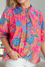 Load image into Gallery viewer, Printed Mock Neck Half Sleeve Blouse