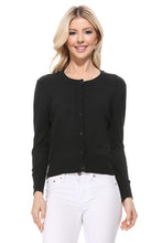 Load image into Gallery viewer, Crew neck Button Down Cardigan Sweater 3/4 sleeve