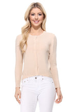 Load image into Gallery viewer, Crew neck Button Down Cardigan Sweater 3/4 sleeve