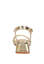 Load image into Gallery viewer, Zabou Metallic Ankle Strap Low Block Heels