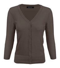 Load image into Gallery viewer, V-Neck Button Down Knit Cardigan Sweater 3/4 Sleeve