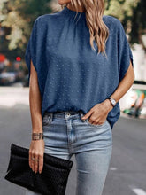 Load image into Gallery viewer, Swiss Dot Mock Neck Half Sleeve Blouse