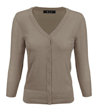 Load image into Gallery viewer, V-Neck Button Down Knit Cardigan Sweater 3/4 Sleeve