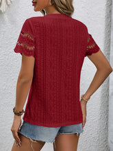 Load image into Gallery viewer, Full Size Eyelet Round Neck Short Sleeve Top