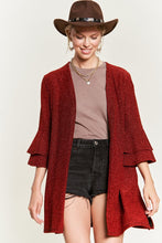 Load image into Gallery viewer, Glitter bell sleeve kimono style cardigan PLUS