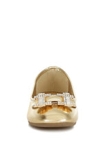 Load image into Gallery viewer, Navik Rhinestone Buckle Metallic Ballerinas
