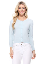 Load image into Gallery viewer, Crew neck Button Down Cardigan Sweater 3/4 sleeve