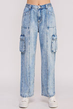 Load image into Gallery viewer, PLUS SIZE HIGH WAIST BAGGY DENIM CARGO ANKLE LENGTH JOGGER STYLE TROUSERS