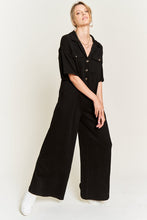 Load image into Gallery viewer, Basic Collar Shirt Wide leg Jumpsuit