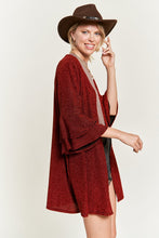 Load image into Gallery viewer, Glitter bell sleeve kimono style cardigan PLUS