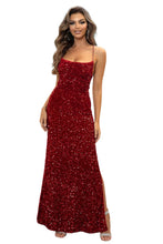 Load image into Gallery viewer, Sequin Backless Split Maxi Dress