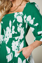 Load image into Gallery viewer, Double Take Full Size Floral Ruffle Hem Smocked Dress