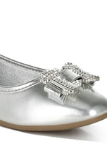 Load image into Gallery viewer, Navik Rhinestone Buckle Metallic Ballerinas