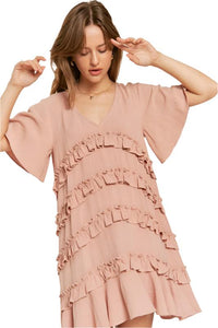 TIERED RUFFLE MINI DRESS
