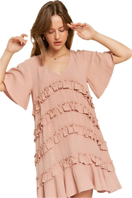 TIERED RUFFLE MINI DRESS
