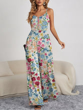 Load image into Gallery viewer, Decorative Button Spaghetti Strap Wide Leg Jumpsuit