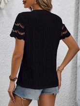 Load image into Gallery viewer, Full Size Eyelet Round Neck Short Sleeve Top