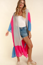 Load image into Gallery viewer, PLUS COLOR BLOCK KIMONO MAXI OPEN CARDIGAN