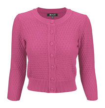 Load image into Gallery viewer, 3/4 Sleeve Cute Pattern Cropped Cardigan Sweater