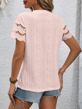 Load image into Gallery viewer, Full Size Eyelet Round Neck Short Sleeve Top