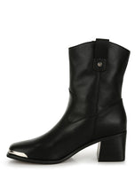 Load image into Gallery viewer, Iliad Genuine Leather Metallic Accent Ankle Boots