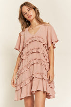 Load image into Gallery viewer, PLUS TIERED RUFFLE MINI DRESS