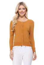 Load image into Gallery viewer, Crew neck Button Down Cardigan Sweater 3/4 sleeve