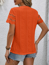 Load image into Gallery viewer, Full Size Eyelet Round Neck Short Sleeve Top