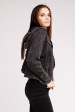 Load image into Gallery viewer, Acid Wash Cotton Waffle Hooded Zip-Up Jacket