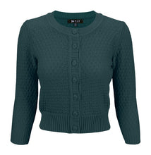 Load image into Gallery viewer, 3/4 Sleeve Cute Pattern Cropped Cardigan Sweater