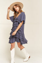Load image into Gallery viewer, PLUS TIERED RUFFLE MINI DRESS