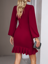 Load image into Gallery viewer, Women&#39;s Dress Puff Sleeve Plain Color Ruffle Hem