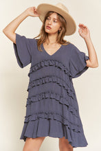 Load image into Gallery viewer, TIERED RUFFLE MINI DRESS