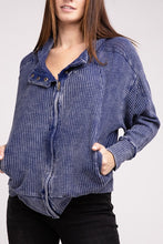 Load image into Gallery viewer, Acid Wash Cotton Waffle Hooded Zip-Up Jacket
