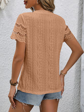 Load image into Gallery viewer, Full Size Eyelet Round Neck Short Sleeve Top