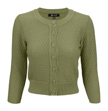 Load image into Gallery viewer, 3/4 Sleeve Cute Pattern Cropped Cardigan Sweater